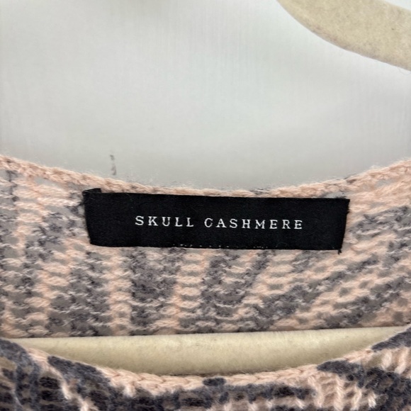 Skull Cashmere Beige Charcoal Knit Sweater Light Quiet Luxury Animal print Small - Picture 5 of 13